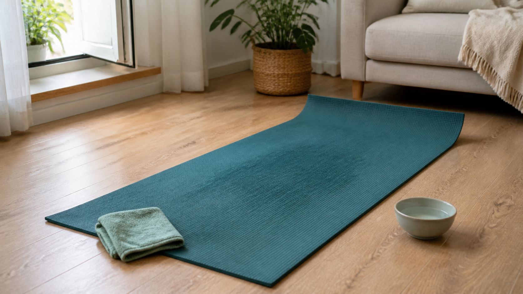 Curățarea covorașului de yoga: material, aderență și uscare