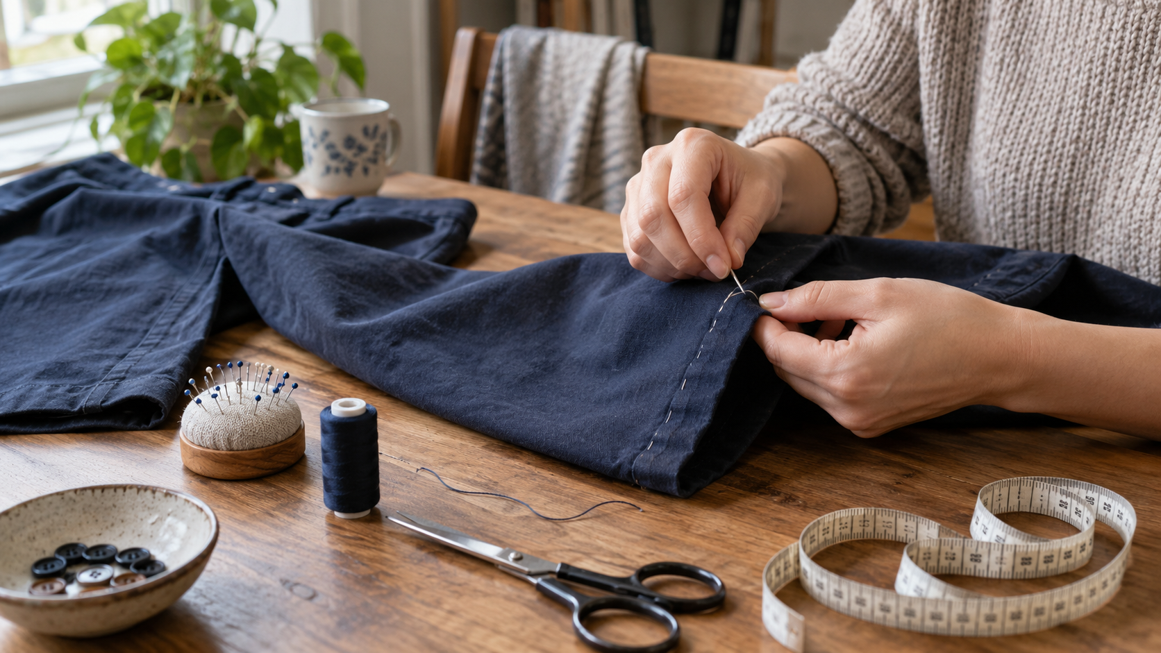 Cum repari tivul desfăcut al pantalonilor fără să scurtezi un crac